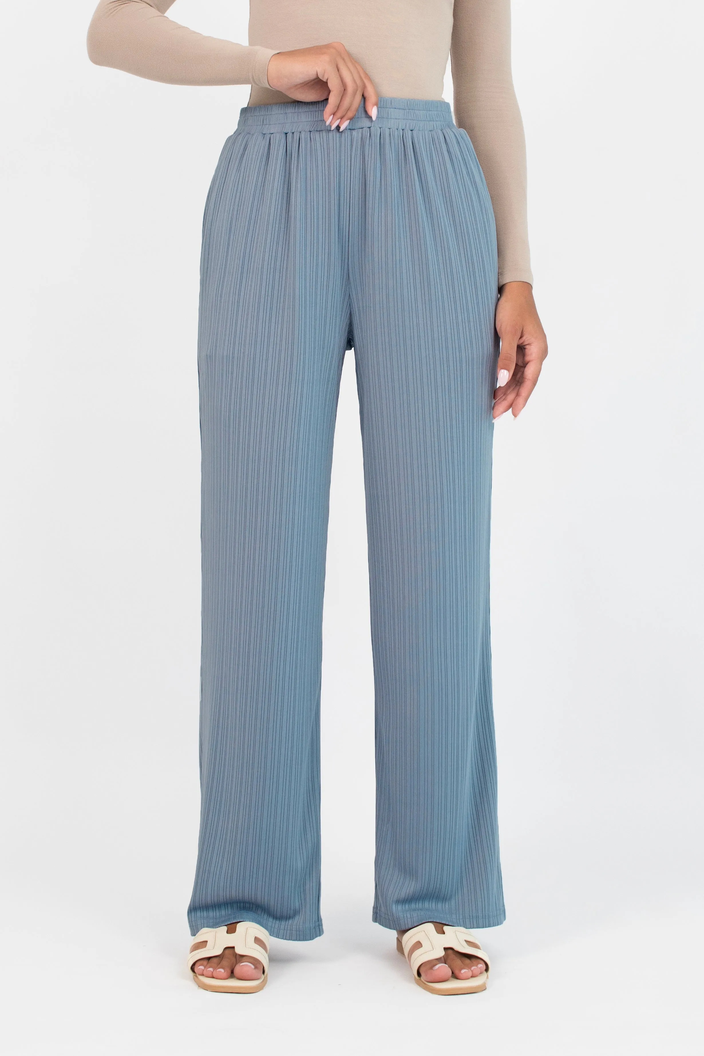 Ribbed Relaxed Fit Pants - Blueprint
