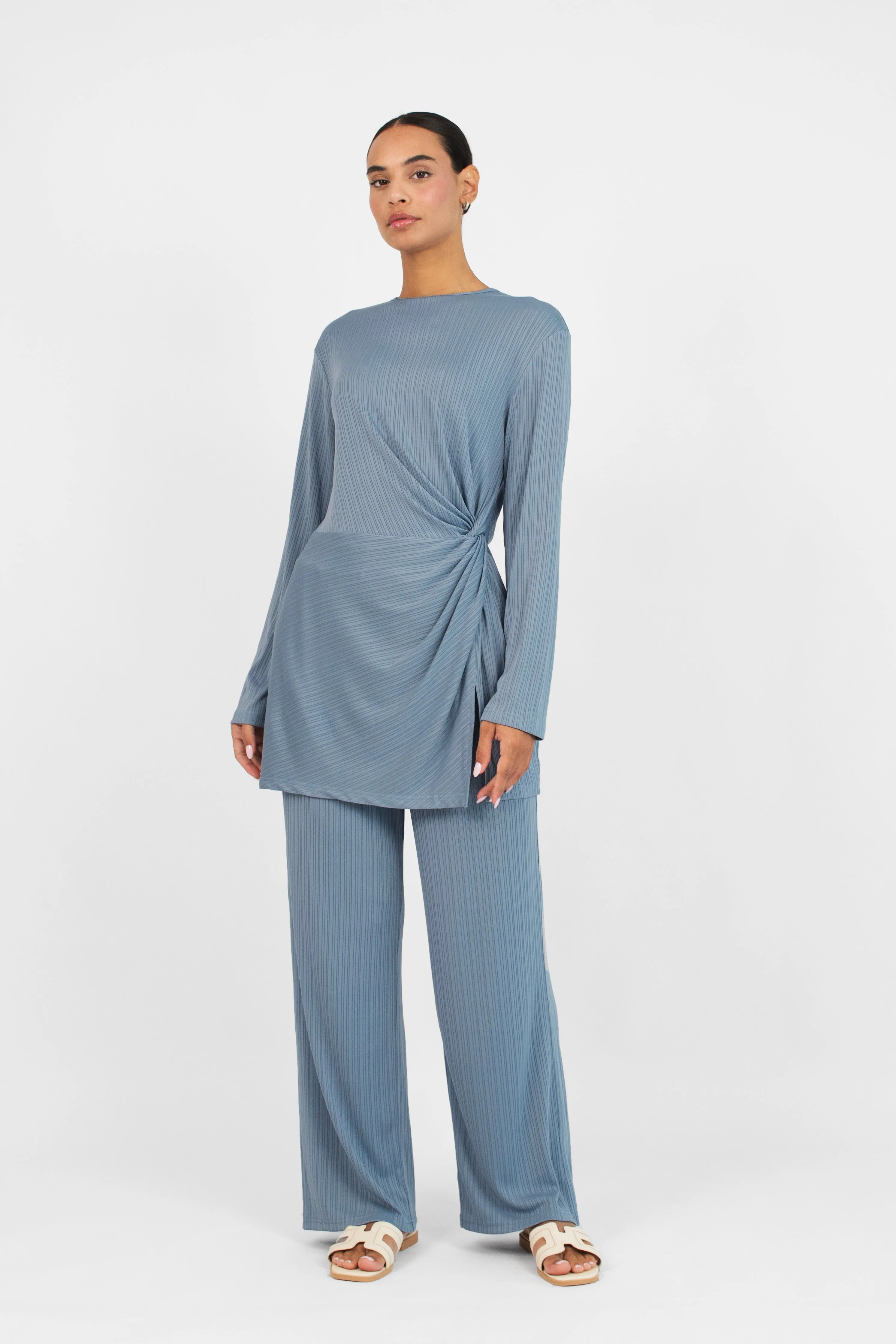Ribbed Relaxed Fit Pants - Blueprint