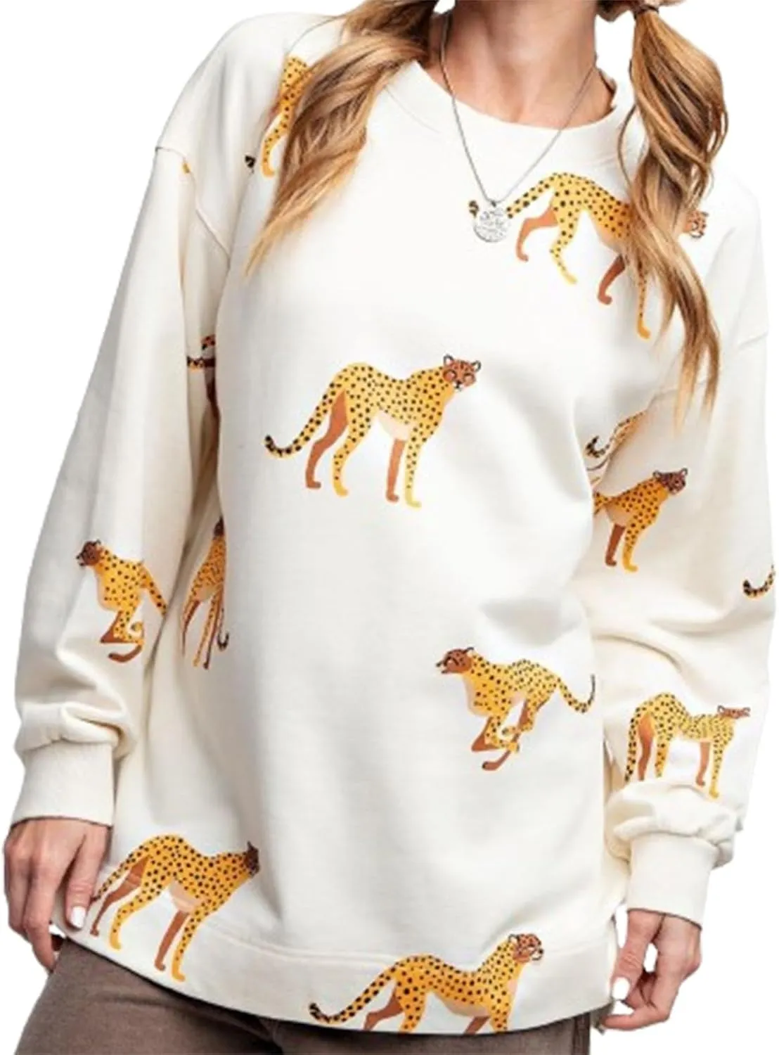 Sastianaen Women Y2k Oversized Graphic Sweatshirt Tiger Print Loose Fit Crew Neck Pullover Top 2024 Vintage Fall Shirt