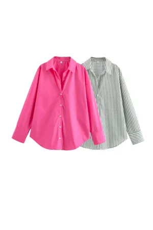 ’Scarlett‘ Button-Up Long Sleeve Shirt Top（2 Colors）