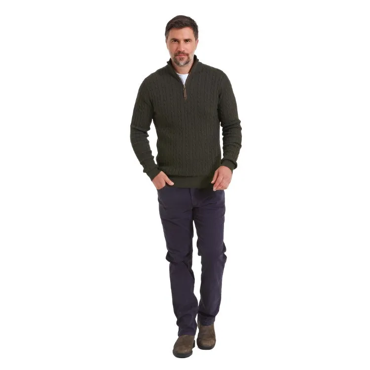 Schoffel Cotton Cashmere Cable 1/4 Zip Jumper - Loden
