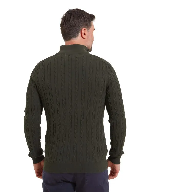 Schoffel Cotton Cashmere Cable 1/4 Zip Jumper - Loden