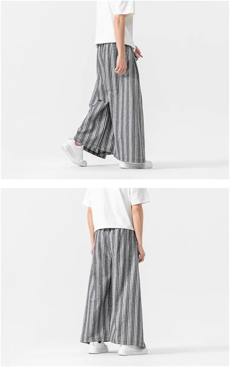 Seidarise Men's Baggy Wide Leg Pants Casual Harem Linen Japanese Yoga