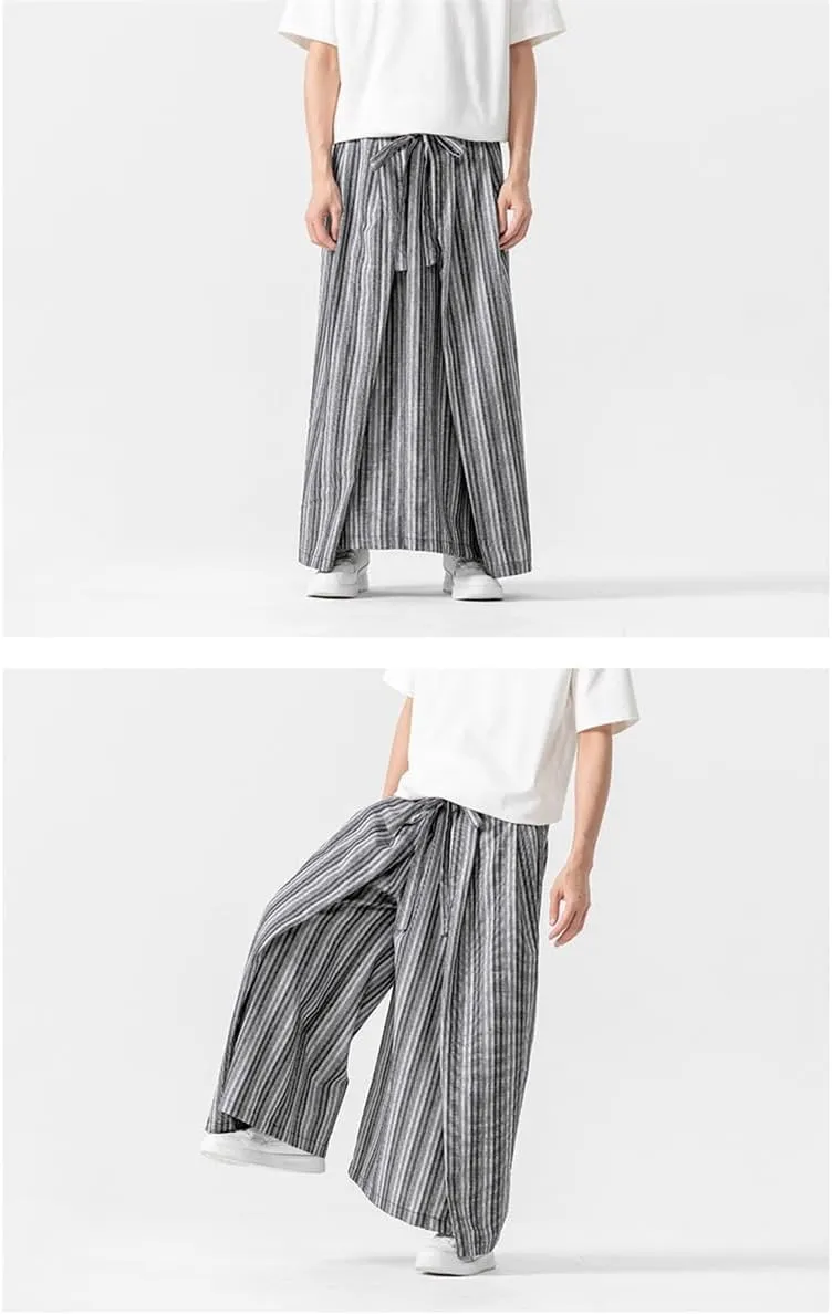 Seidarise Men's Baggy Wide Leg Pants Casual Harem Linen Japanese Yoga