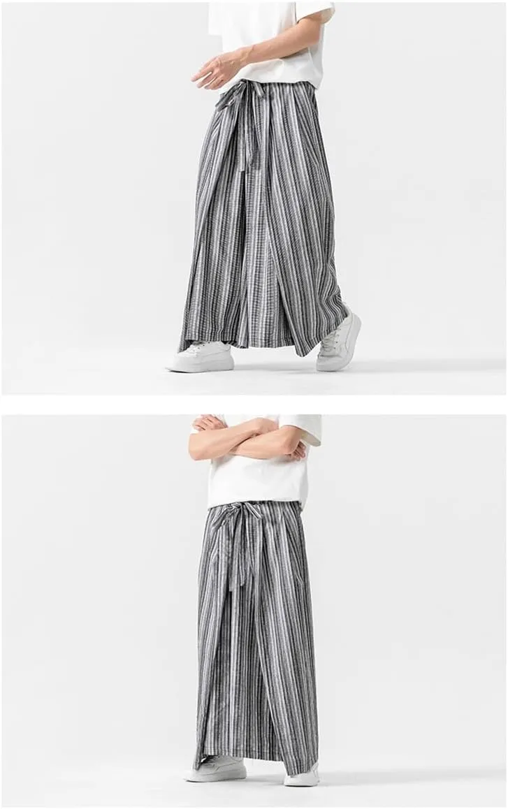 Seidarise Men's Baggy Wide Leg Pants Casual Harem Linen Japanese Yoga