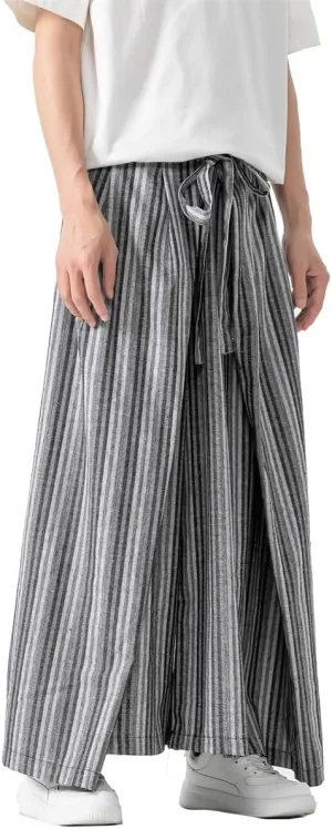 Seidarise Men's Baggy Wide Leg Pants Casual Harem Linen Japanese Yoga
