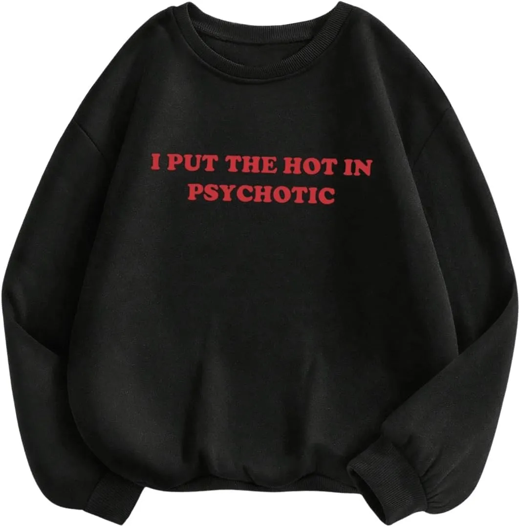SHENHE Women's Vintage Crewneck Oversized Letter Graphic Print Drop Shoulder Sweatshirt