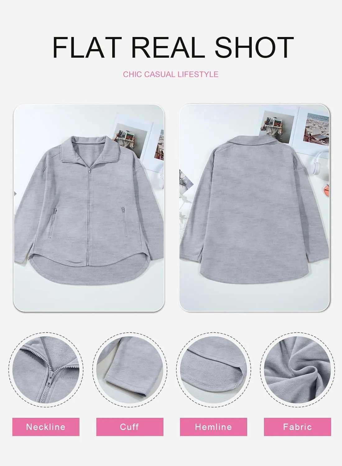 SHEWIN Womens Zip Up Sweatshirt Long Sleeve Oversized Sweatshirts With Pockets Fall Outfit Clothes 2024