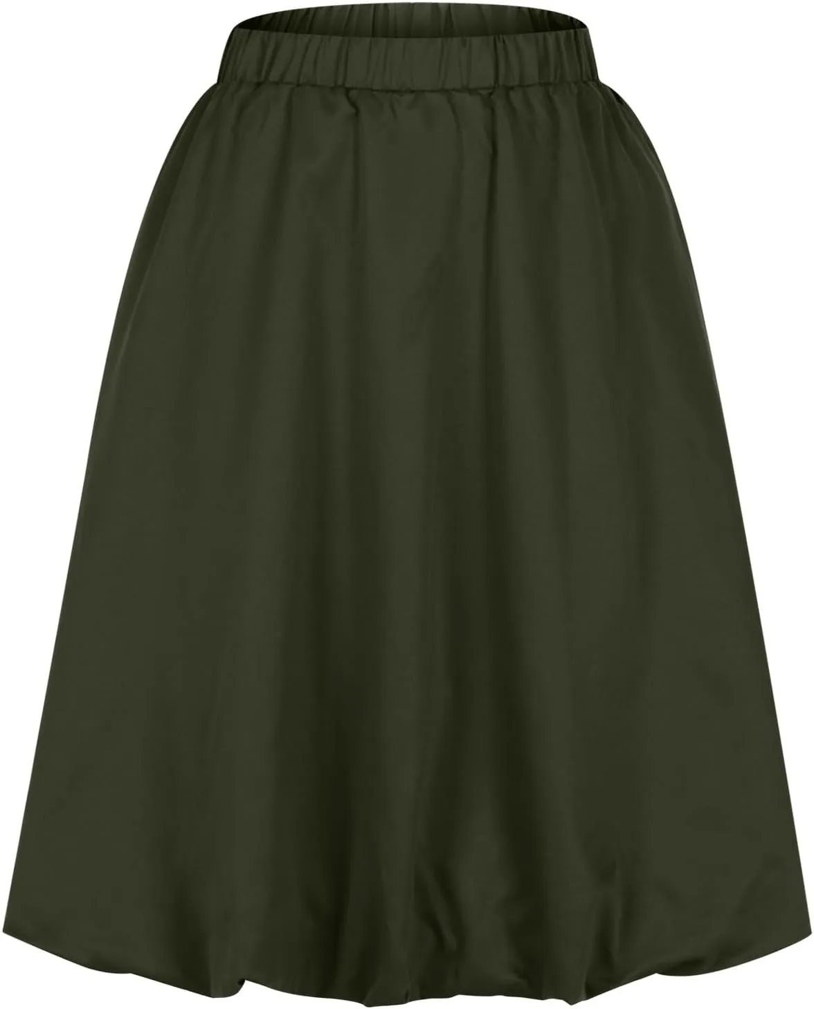 Skirt Women Elastic Waist Pure Casual Skirts Summer Trending Boho Vacation Skirts Puffy Baggy Ruched Skirt