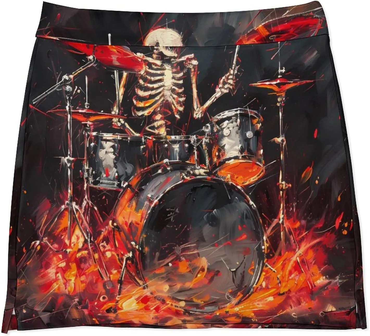 Skull Rock Roll Drums Women's Skort Athletic Skirt Golf Skorts A-line Skirts with Built-in Shorts Pockets