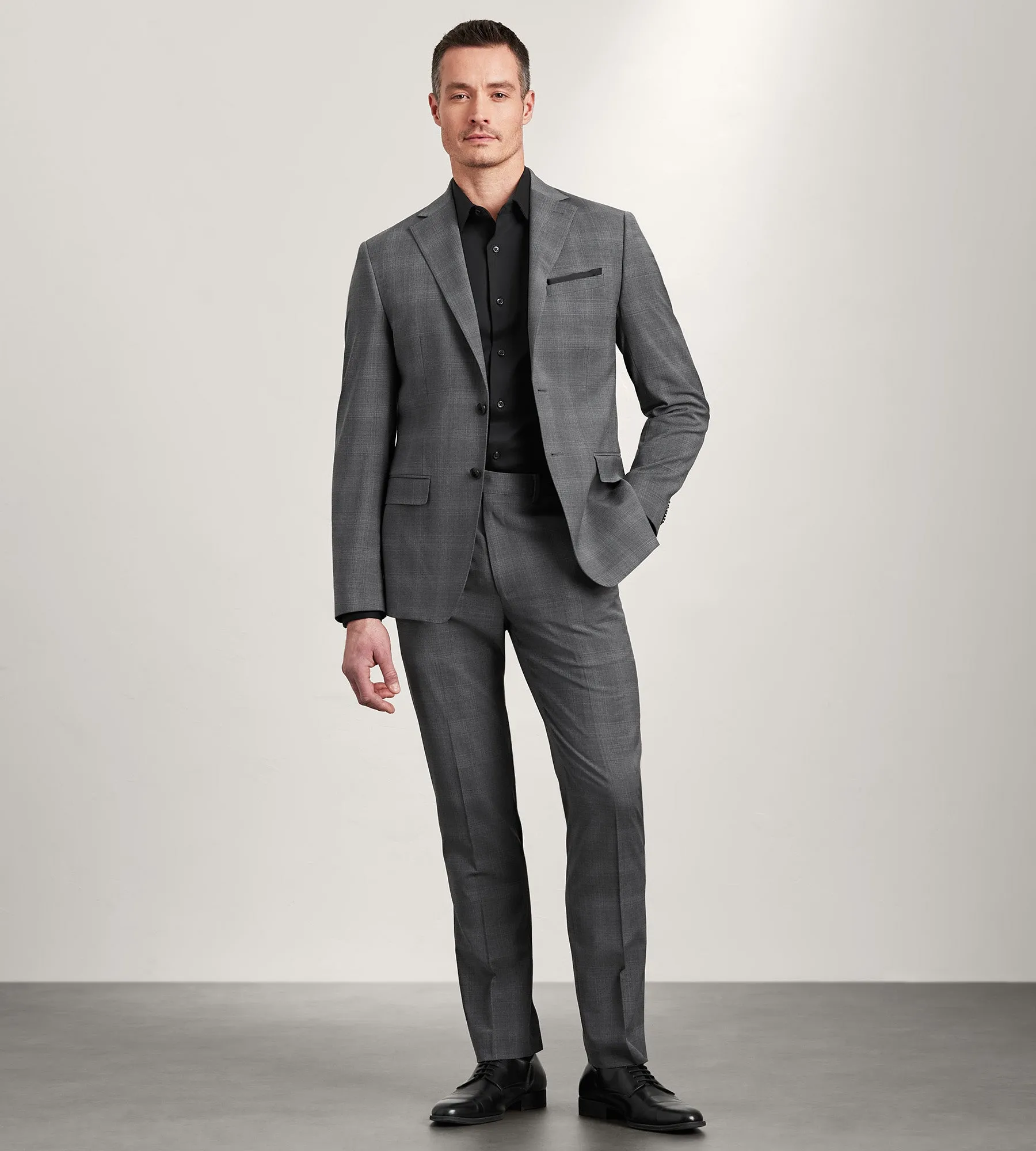 Slim Fit Grey Plaid Suit