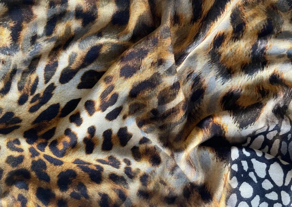 Sub-Saharan Cheetah, Leopard & Giraffe Viscose Jersey Knit (Made in Italy)