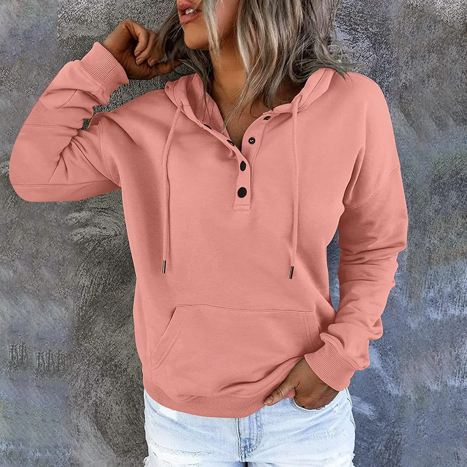 Sweatshirt For Women Christmas Womens Casual Hoodies Fall Solid Long Sleeve Sweatshirt Button Down