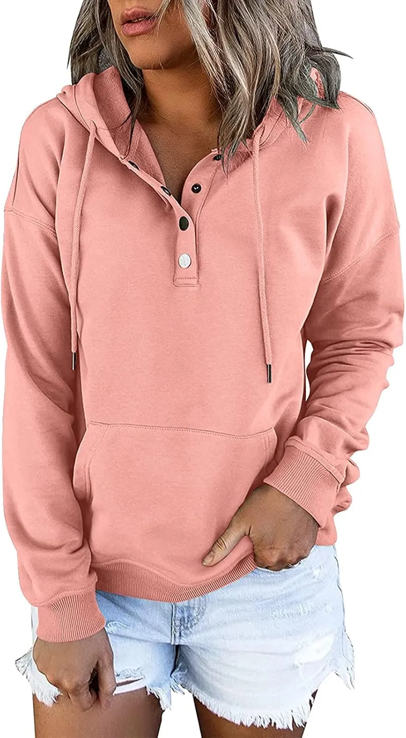 Sweatshirt For Women Christmas Womens Casual Hoodies Fall Solid Long Sleeve Sweatshirt Button Down