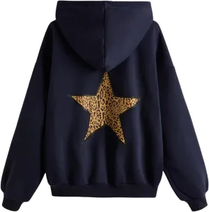 SweatyRocks Women's Graphic Hoodies Long Sleeve Drop Shoulder Oversized Sweatshirts with Hood