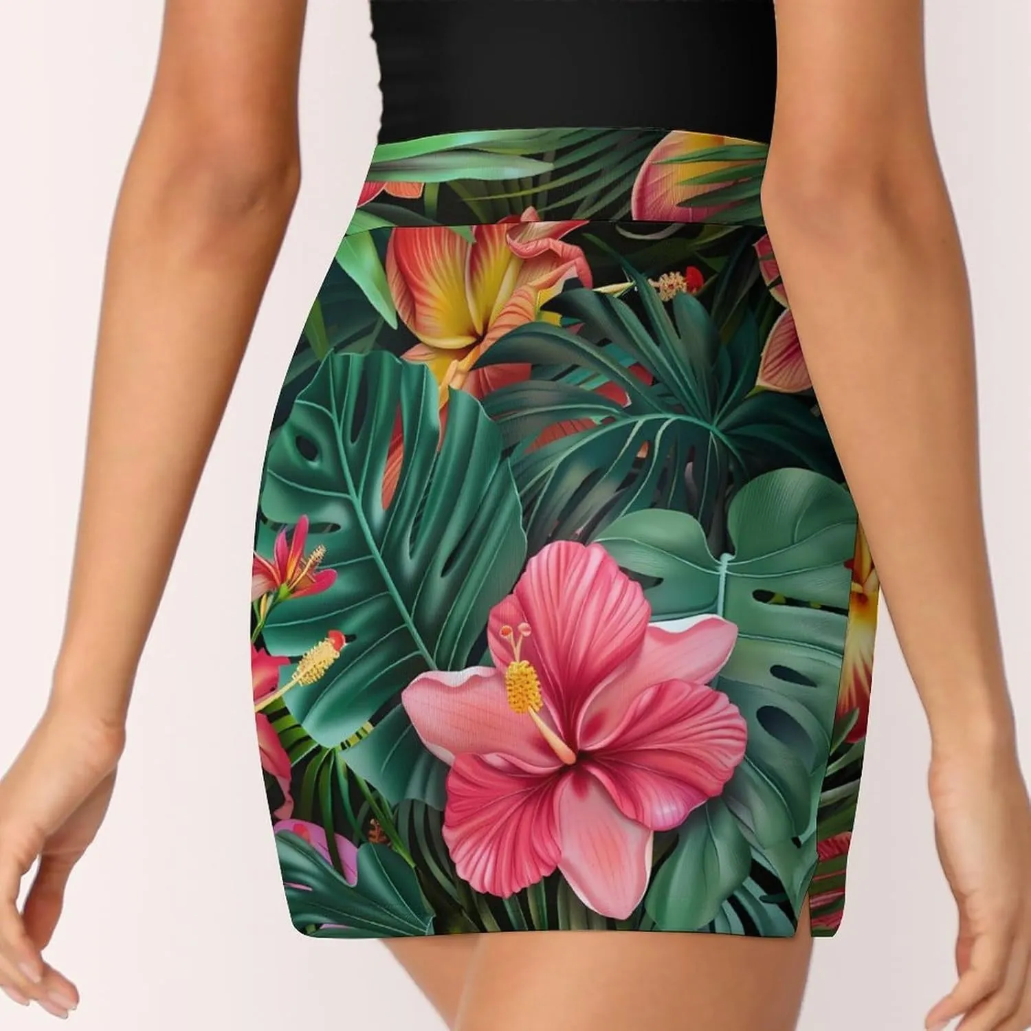 Tropical Floral Print Women's Skort Athletic Skirt Golf Skorts A-line Skirts with Built-in Shorts Pockets