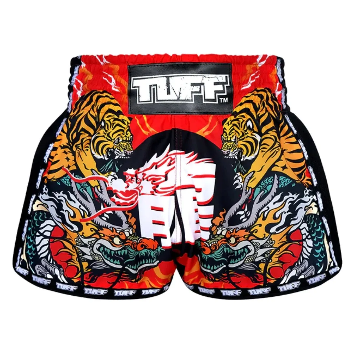 TUFF Sport MRS204 Retro Style Red Chinese Dragon And Tiger Muay Thai Shorts