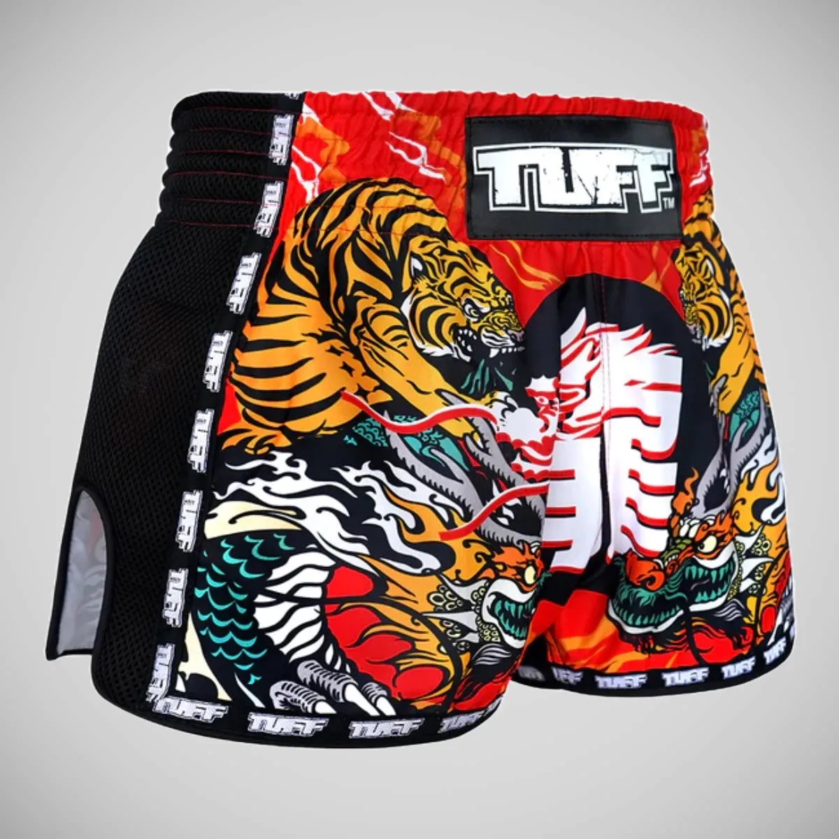 TUFF Sport MRS204 Retro Style Red Chinese Dragon And Tiger Muay Thai Shorts