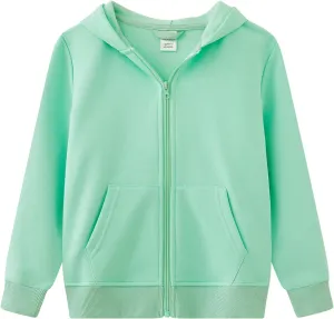 UMELOK Kids Full Zip-Up Hoodie Solid Sweatshirt for Boys and Girls