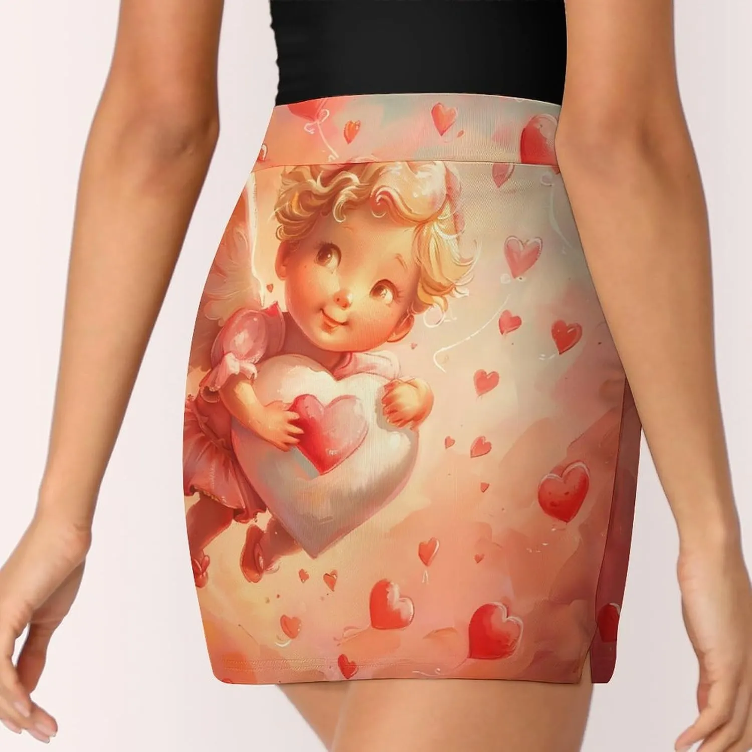Valentines Love You Angel Women's Skort Athletic Skirt Golf Skorts A-line Skirts with Built-in Shorts Pockets