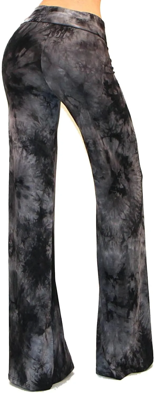 Vivicastle Women's USA Fold Over High Waist Wide Leg Long Palazzo Pants