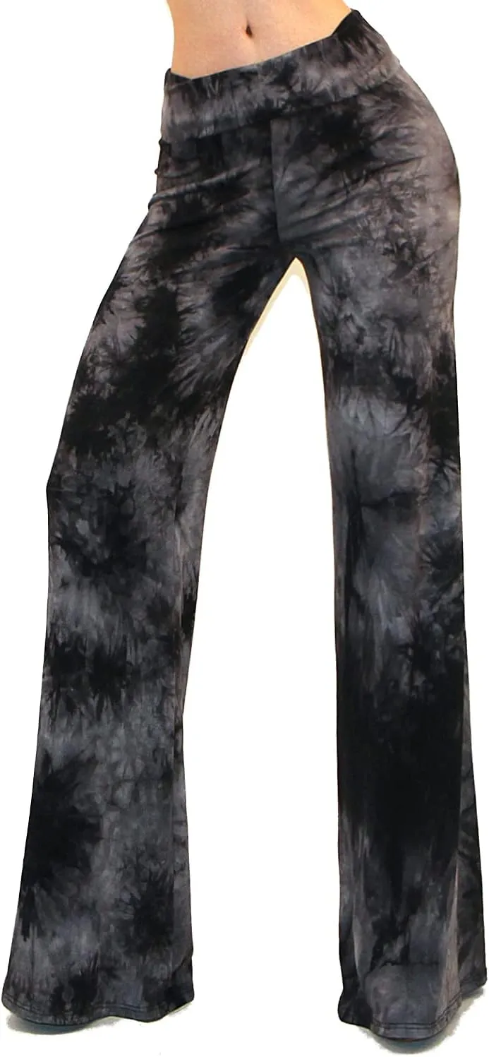 Vivicastle Women's USA Fold Over High Waist Wide Leg Long Palazzo Pants