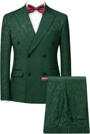 Wemaliyzd Men's 2 Piece Wedding Suit Double Breasted Paisley Pattern Blazer Pants