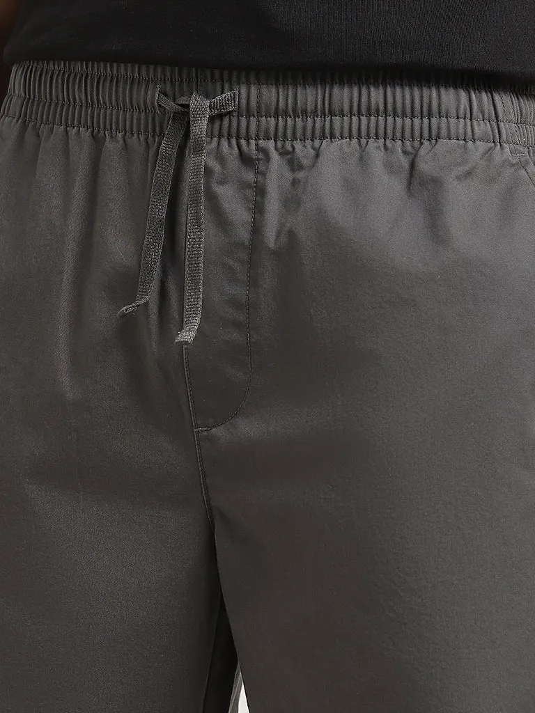 WES Lounge Dark Grey Mid-Rise Relaxed-Fit Cotton Shorts