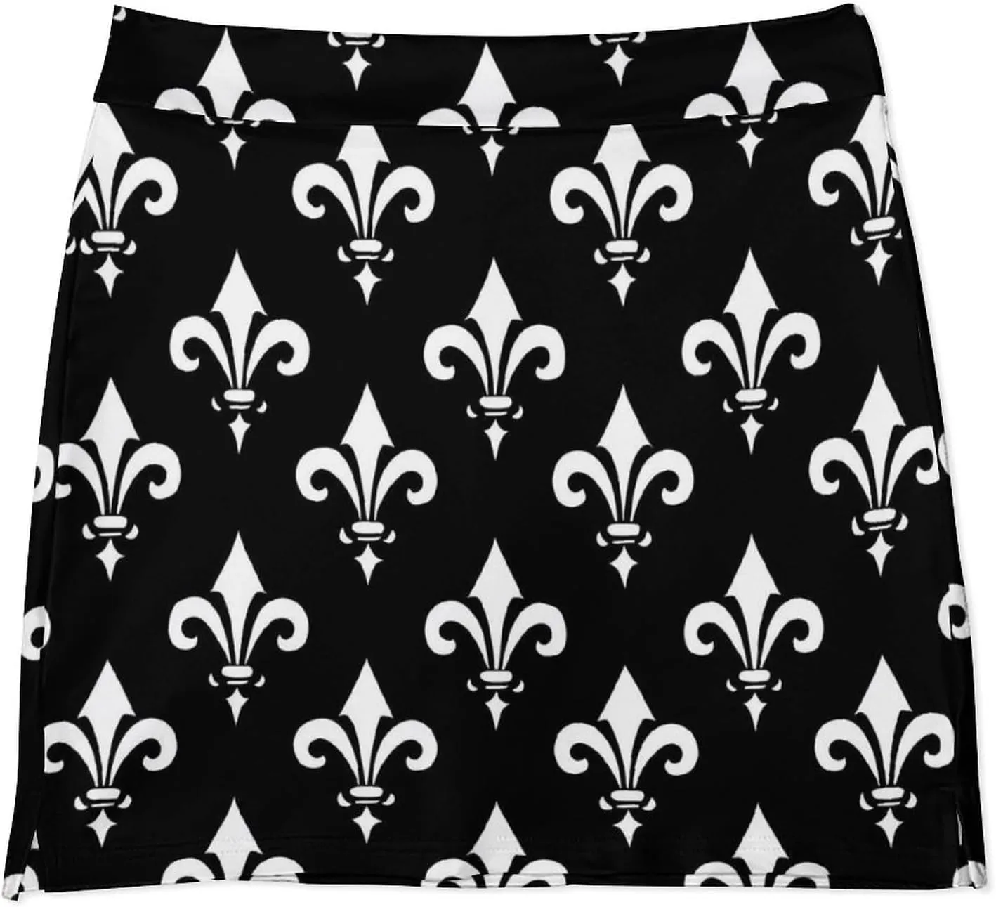 White Lily Flower Pattern Women's Skort Athletic Skirt Golf Skorts A-line Skirts with Built-in Shorts Pockets