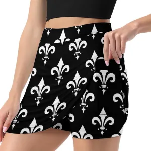 White Lily Flower Pattern Women's Skort Athletic Skirt Golf Skorts A-line Skirts with Built-in Shorts Pockets