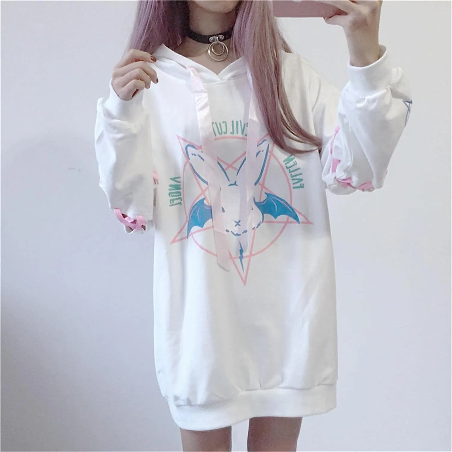 Women Men Y2K Anime Hoodie Kawaii Gothic Harajuku Alt Aesthetic Grunge Punk Cute Japanese Dark Academia Top Pullover
