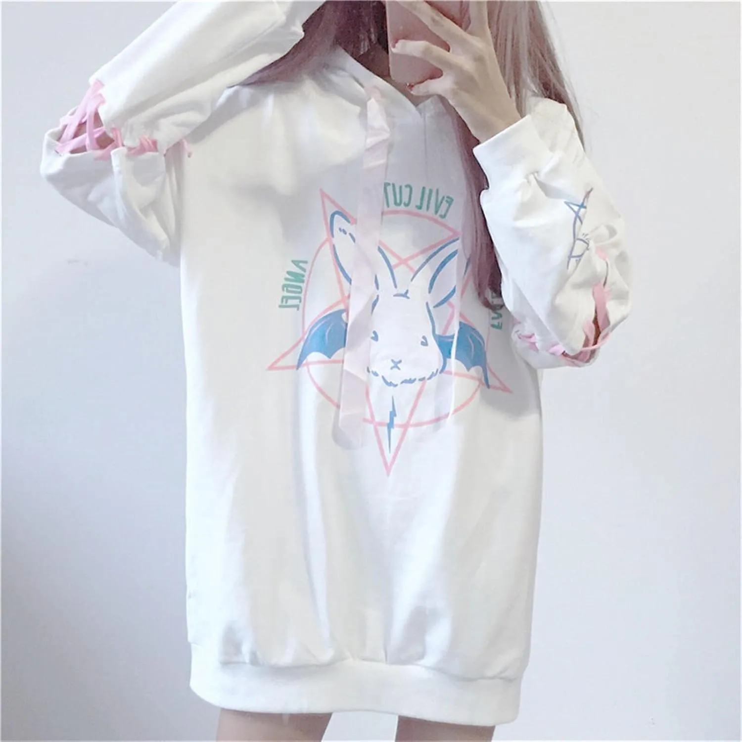 Women Men Y2K Anime Hoodie Kawaii Gothic Harajuku Alt Aesthetic Grunge Punk Cute Japanese Dark Academia Top Pullover