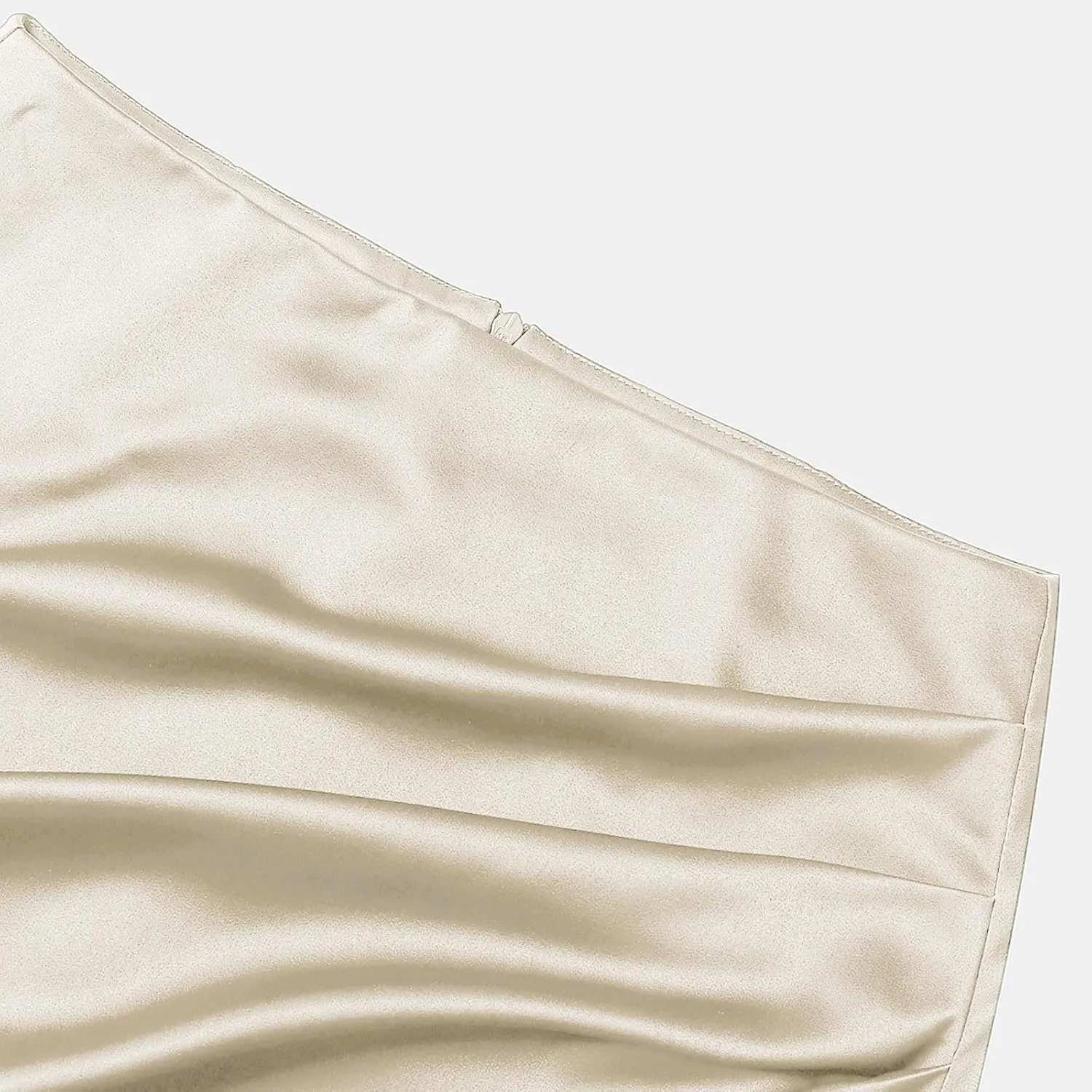Women Silk Satin Maxi Skirt Trendy Asymmetrical Split Slit Ruched Bodycon Midi Skirt Elegant Party A-Line Wrap Skirt