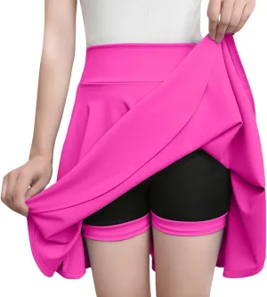 Women Tennis Skirt Pleated Casual Mini High Waist Built-in Shorts Skater Madi Skirts Performance Athletic Skort Dress