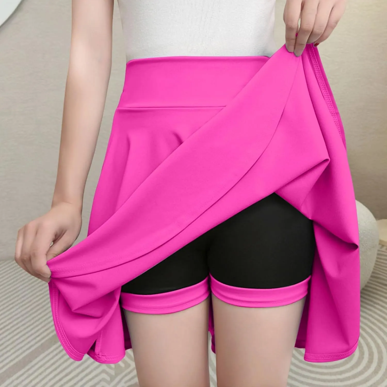Women Tennis Skirt Pleated Casual Mini High Waist Built-in Shorts Skater Madi Skirts Performance Athletic Skort Dress