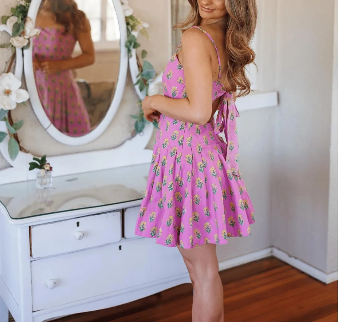 Women Y2k Floral Mini Dress Boho Spaghetti Strap Short Ruffle Dress Summer Tiered Beach Vacation Sundress