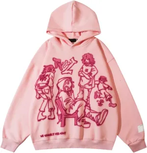 Womens Graphic Hoodies Pullover Oversized Y2K Cute Fall Preppy Cartoon Streetwear Sweatshirts Hoodie for Men