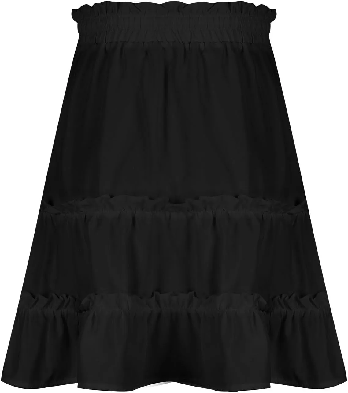 Women's High Waisted Casual Mini Skirt Drawstring Layered Frill Trim A-Line Skirts Summer Boho Flowy Beach Skirts