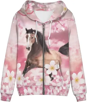 Women's Hoodies with Zipper Long Sleeve Oversized Drawstring Hoodie Loose Hooded Sweatshirt with Pockets