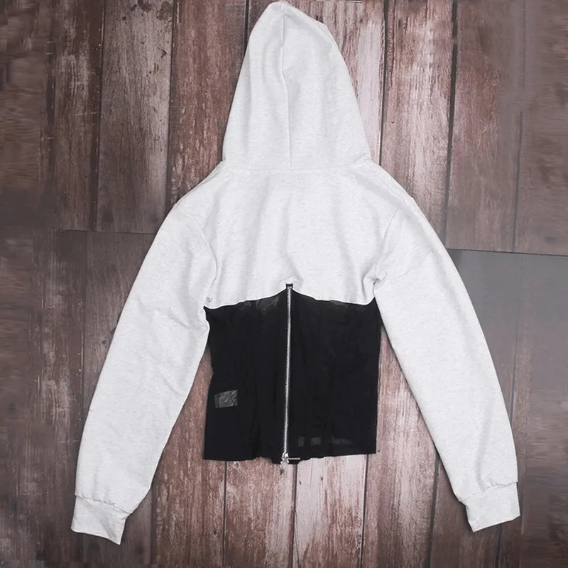Women's Long Sleeve Hoodies with Mesh See-through Elements with Zipp