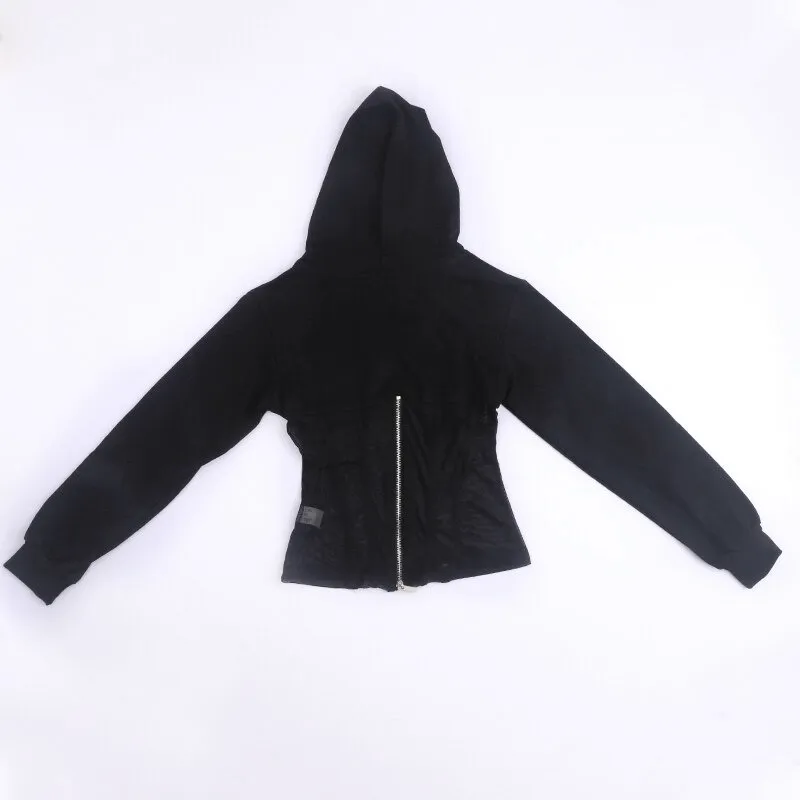 Women's Long Sleeve Hoodies with Mesh See-through Elements with Zipp