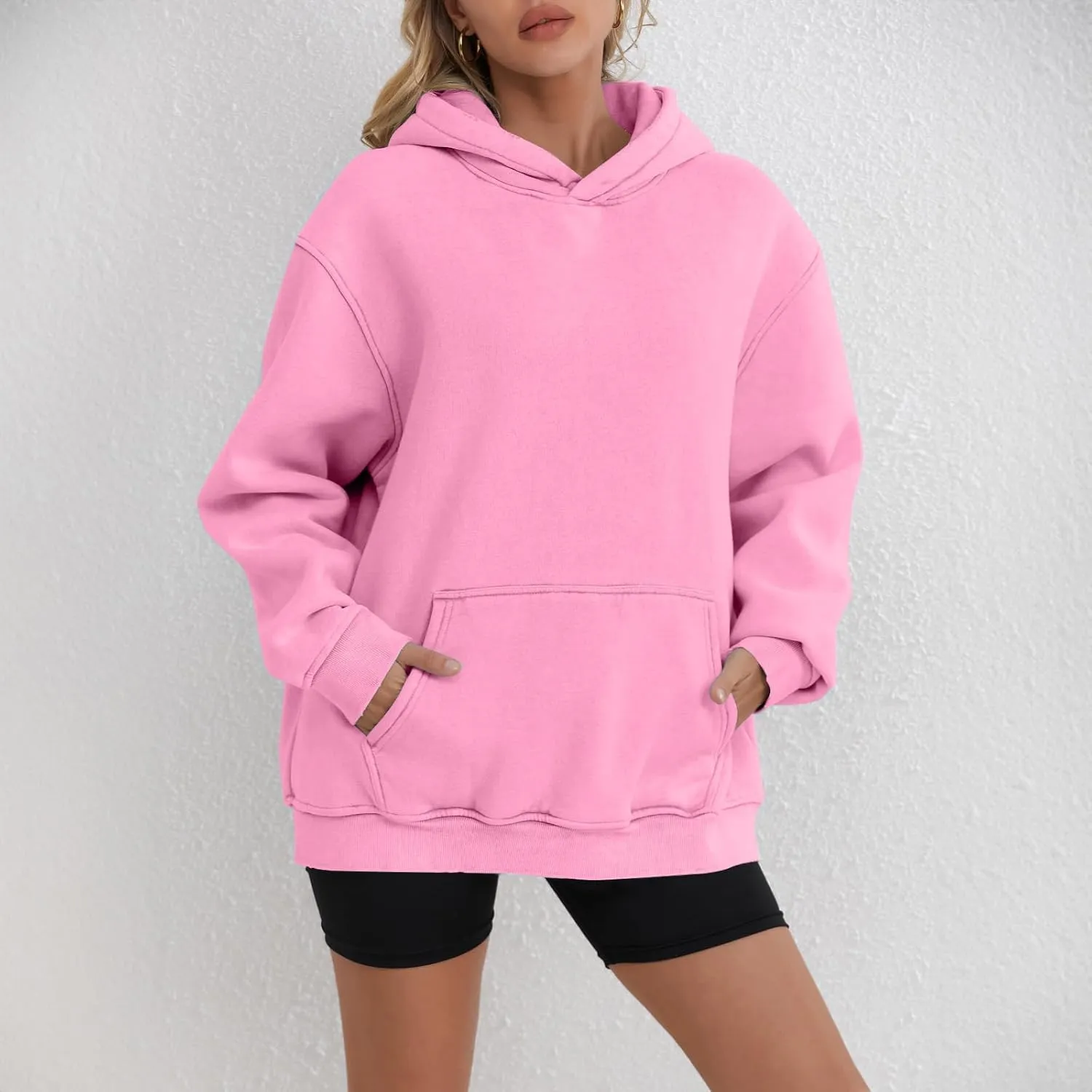 Womens Oversized Hooded Sweatshirt Fleece Long Sleeve Hoodies Comfy Pullover Top Fall Outfits Teen Preppy Clothes