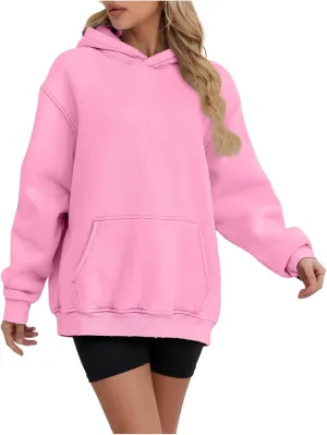 Womens Oversized Hooded Sweatshirt Fleece Long Sleeve Hoodies Comfy Pullover Top Fall Outfits Teen Preppy Clothes