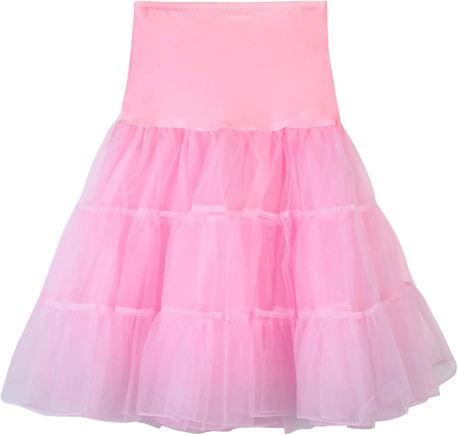 Women's Petticoat Skirt Underskirts for Cosplay Pleated Tulle Petticoat Tutu Tulle Midi Knee Length Skirt Dress