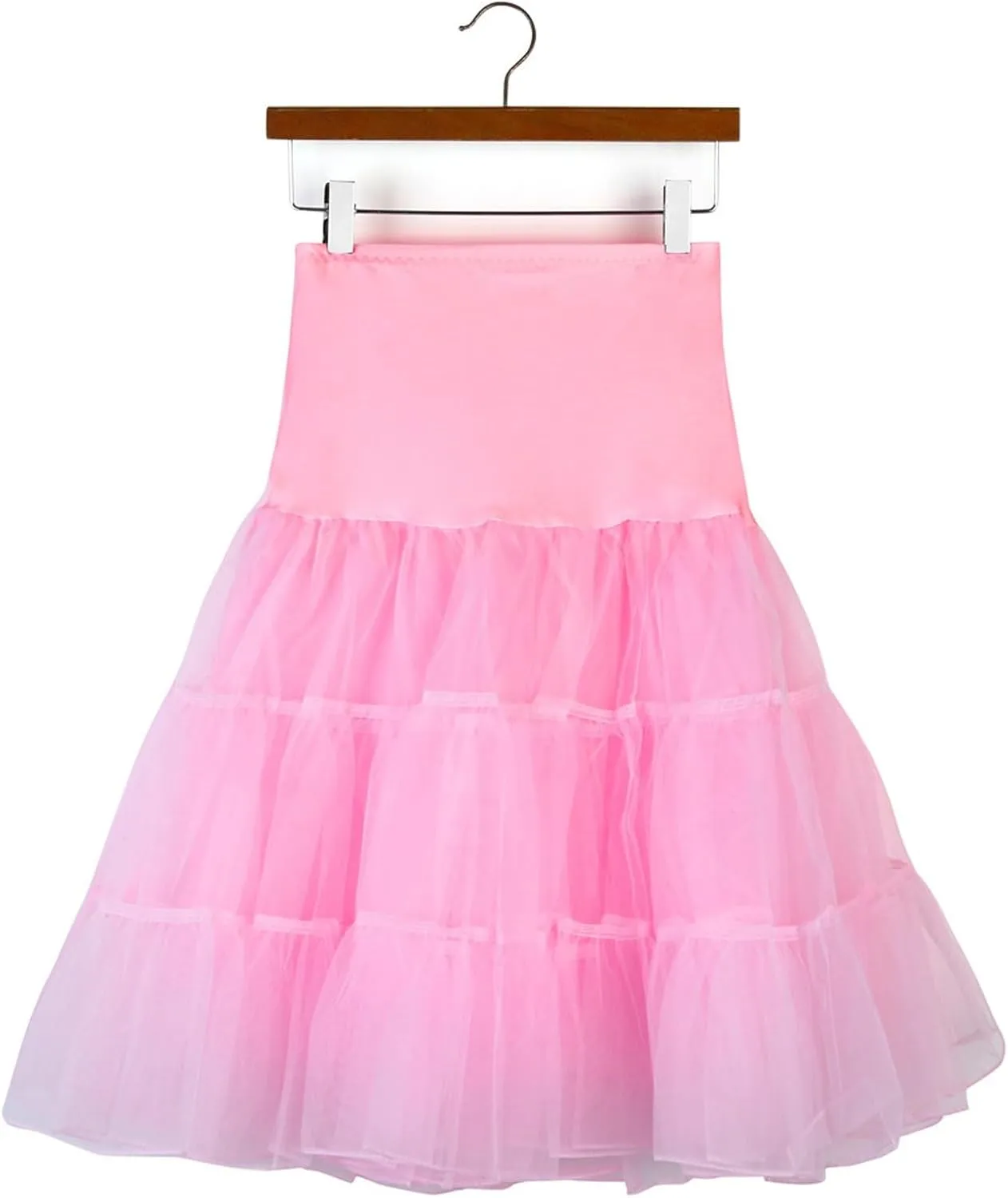 Women's Petticoat Skirt Underskirts for Cosplay Pleated Tulle Petticoat Tutu Tulle Midi Knee Length Skirt Dress