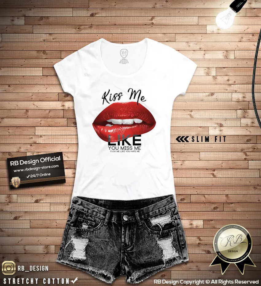 Womens Red Lips T-shirt Trendy Sayings Tank Top WD094 R