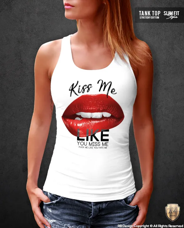 Womens Red Lips T-shirt Trendy Sayings Tank Top WD094 R