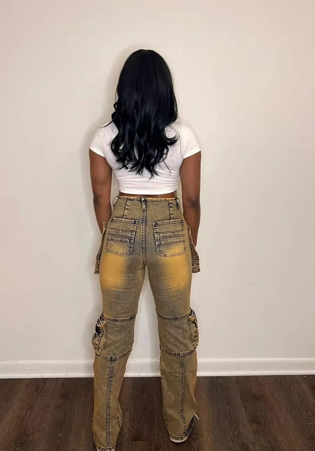 Women's Stretch Cargo Jeans with Multi Pockets, Novelty Fashion Y2K Denim Pants