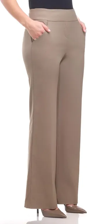 Women's Stretchy Wide Leg Pull-On Dress Pants with Pockets