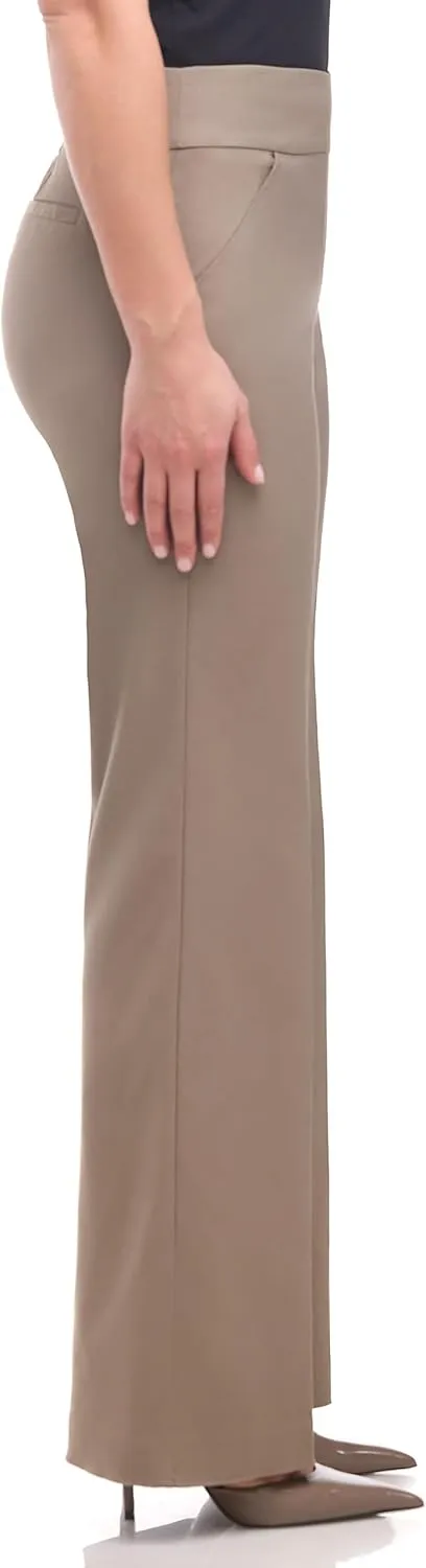 Women's Stretchy Wide Leg Pull-On Dress Pants with Pockets